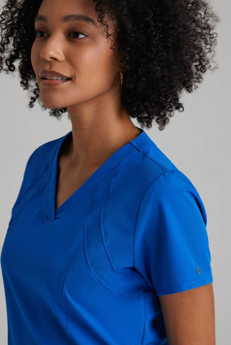 Barco One 4 Pocket V-Neck Perforated Panel Scrub Top | New Royal