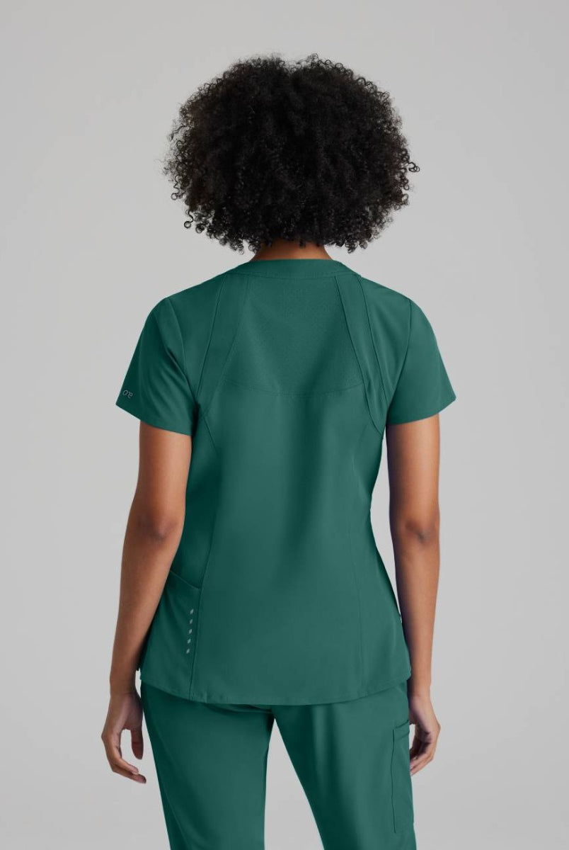 Barco One 4 Pocket V-Neck Perforated Panel Scrub Top | Hunter Green