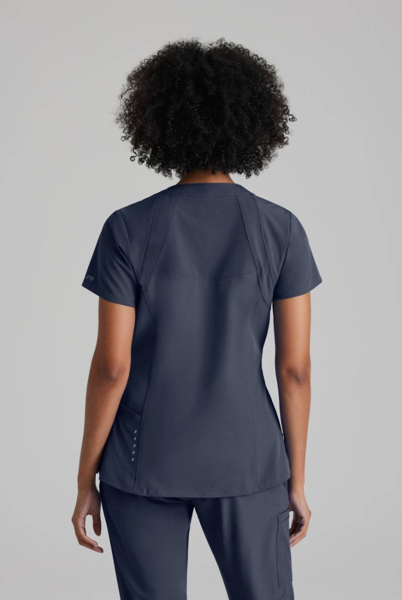 Barco One 4 Pocket V-Neck Perforated Panel Scrub Top | Steel