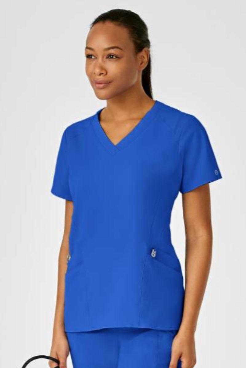 W123 WOMENS STYLIZED V-NECK TOP | ROYAL BLUE