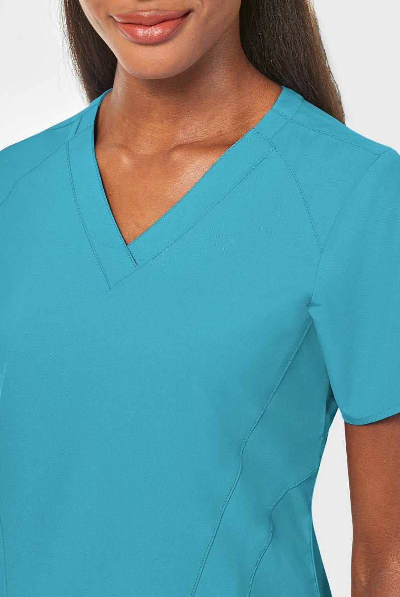 W123 WOMENS STYLIZED V-NECK TOP | Teal