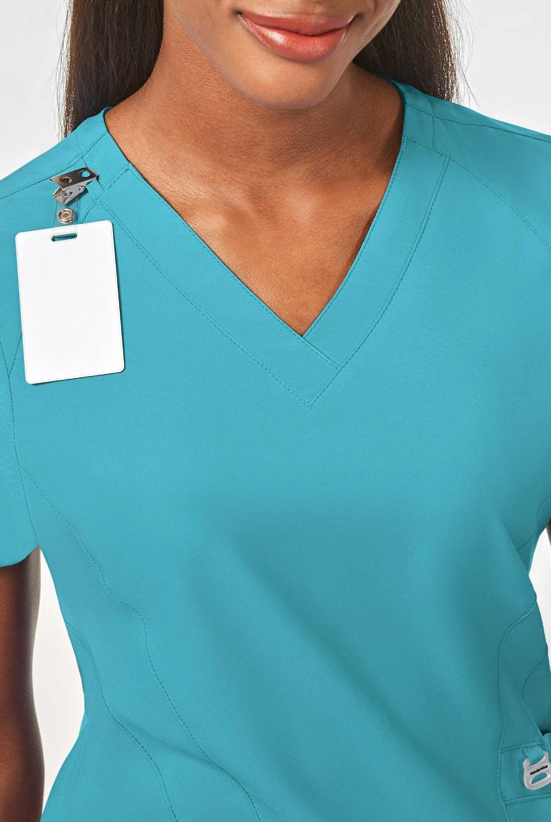 W123 WOMENS STYLIZED V-NECK TOP | Teal