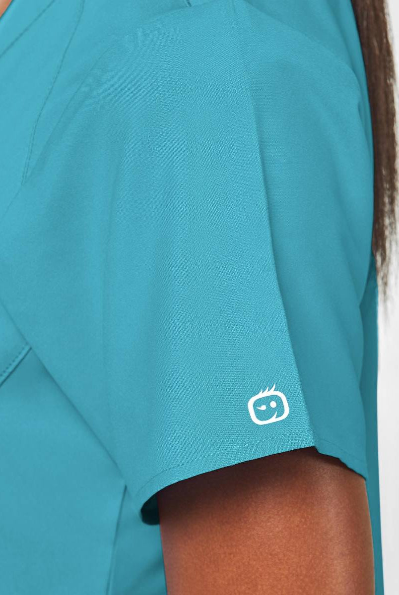 W123 WOMENS STYLIZED V-NECK TOP | Teal