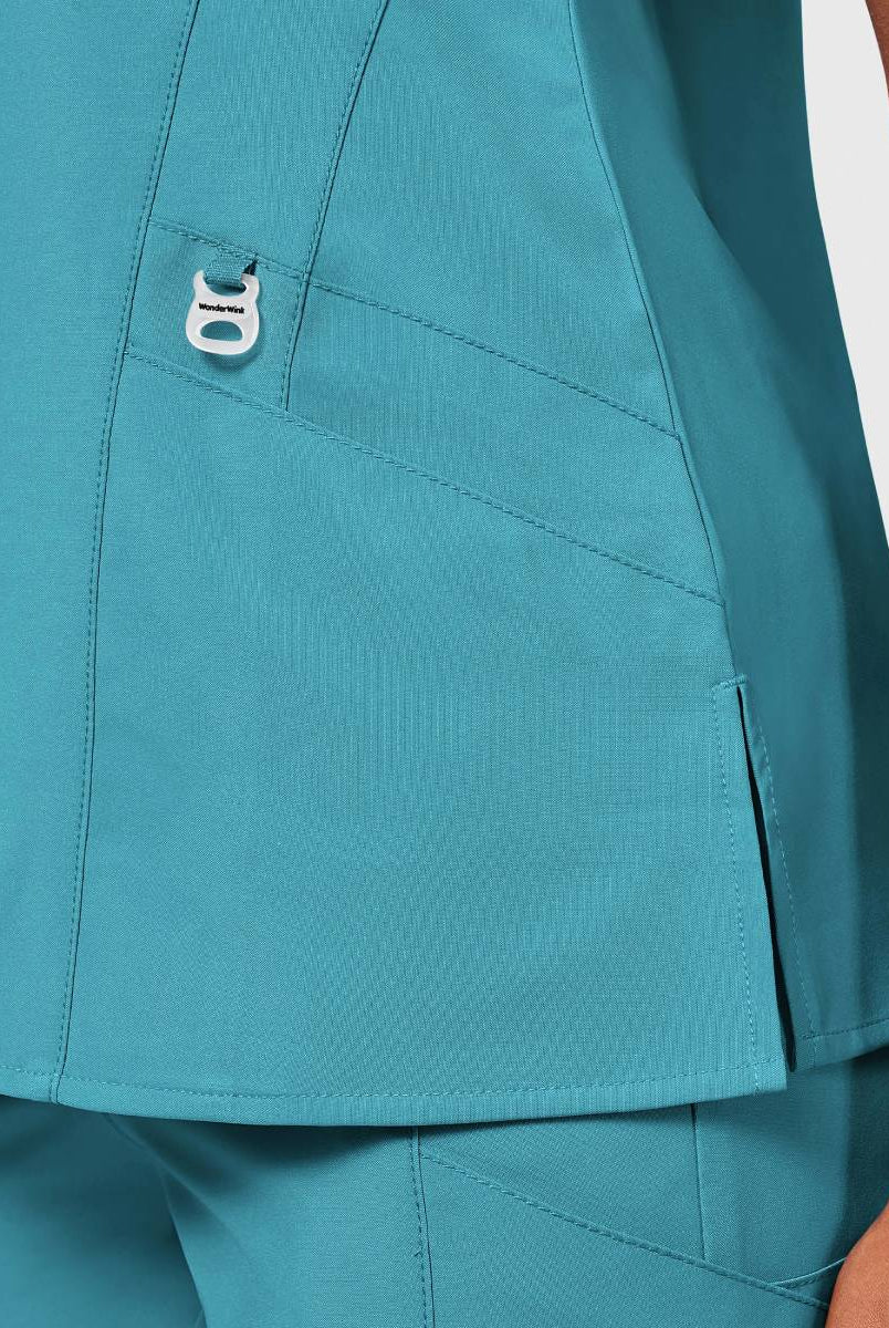 W123 WOMENS STYLIZED V-NECK TOP | Teal