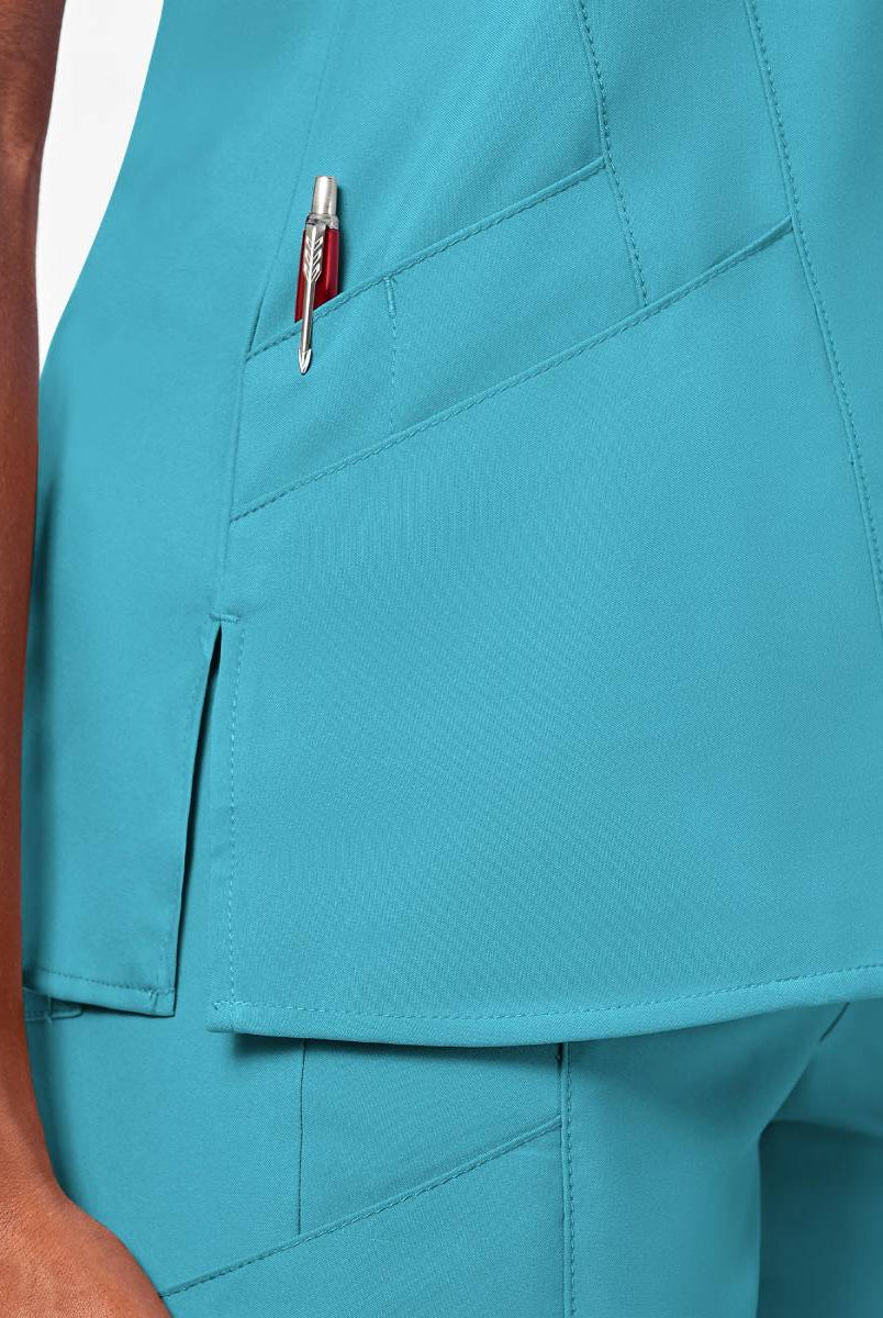 W123 WOMENS STYLIZED V-NECK TOP | Teal