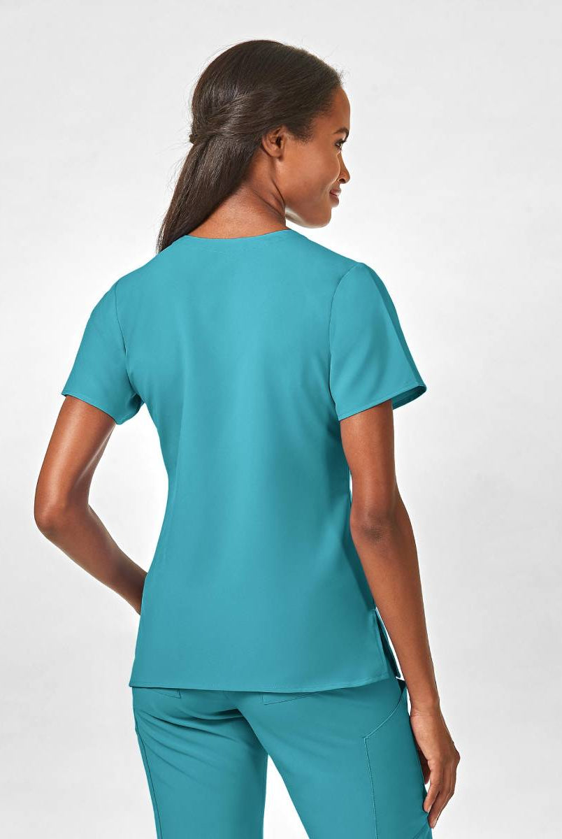 W123 WOMENS STYLIZED V-NECK TOP | Teal
