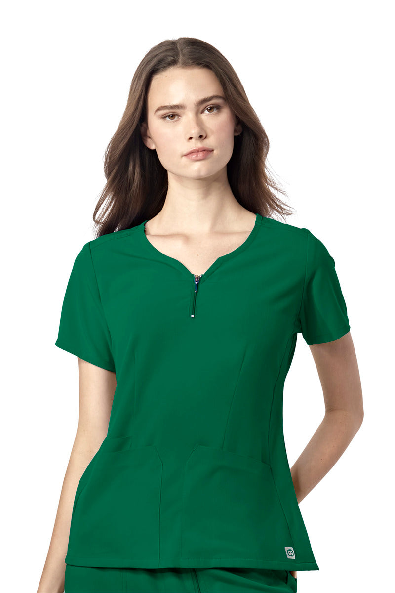 6529 Wonderwink Aero Women’s Quarter Zip Notch Neck Top | Hunter Green