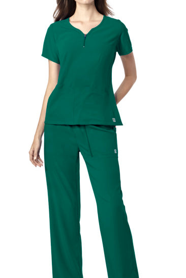 6529 Wonderwink Aero Women’s Quarter Zip Notch Neck Top  | Hunter Green