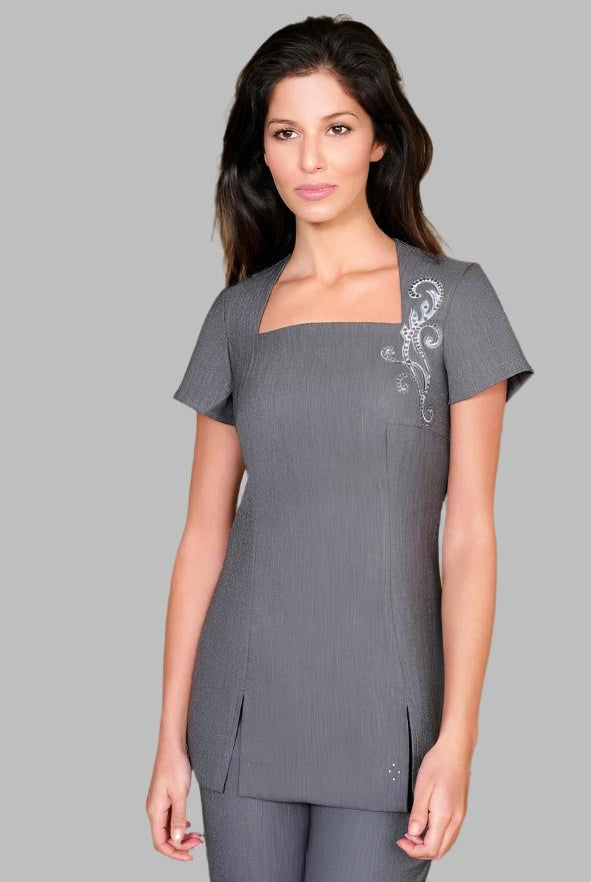 AVA A-LINE SALON TUNIC | GREY LINEN LOOK