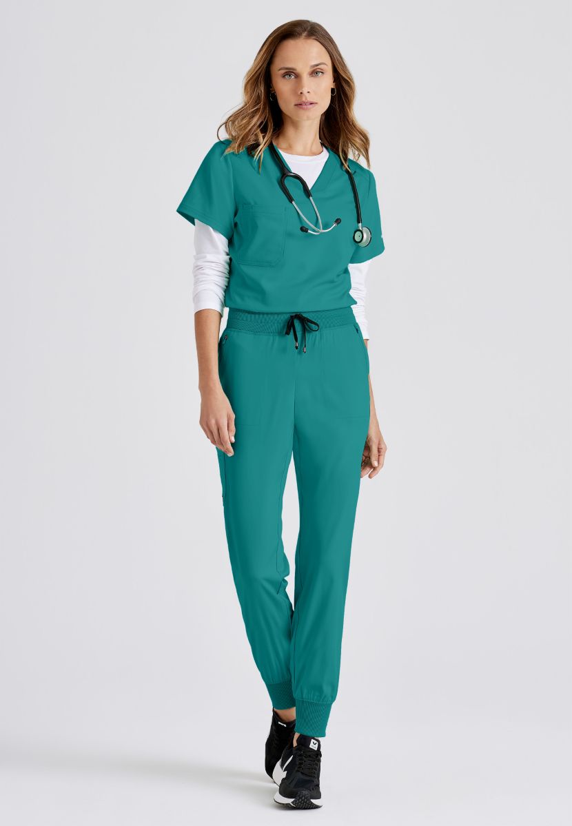 Grey's Anatomy Eden Women's 5-Pocket Cargo Jogger Scrub Trousers | Teal