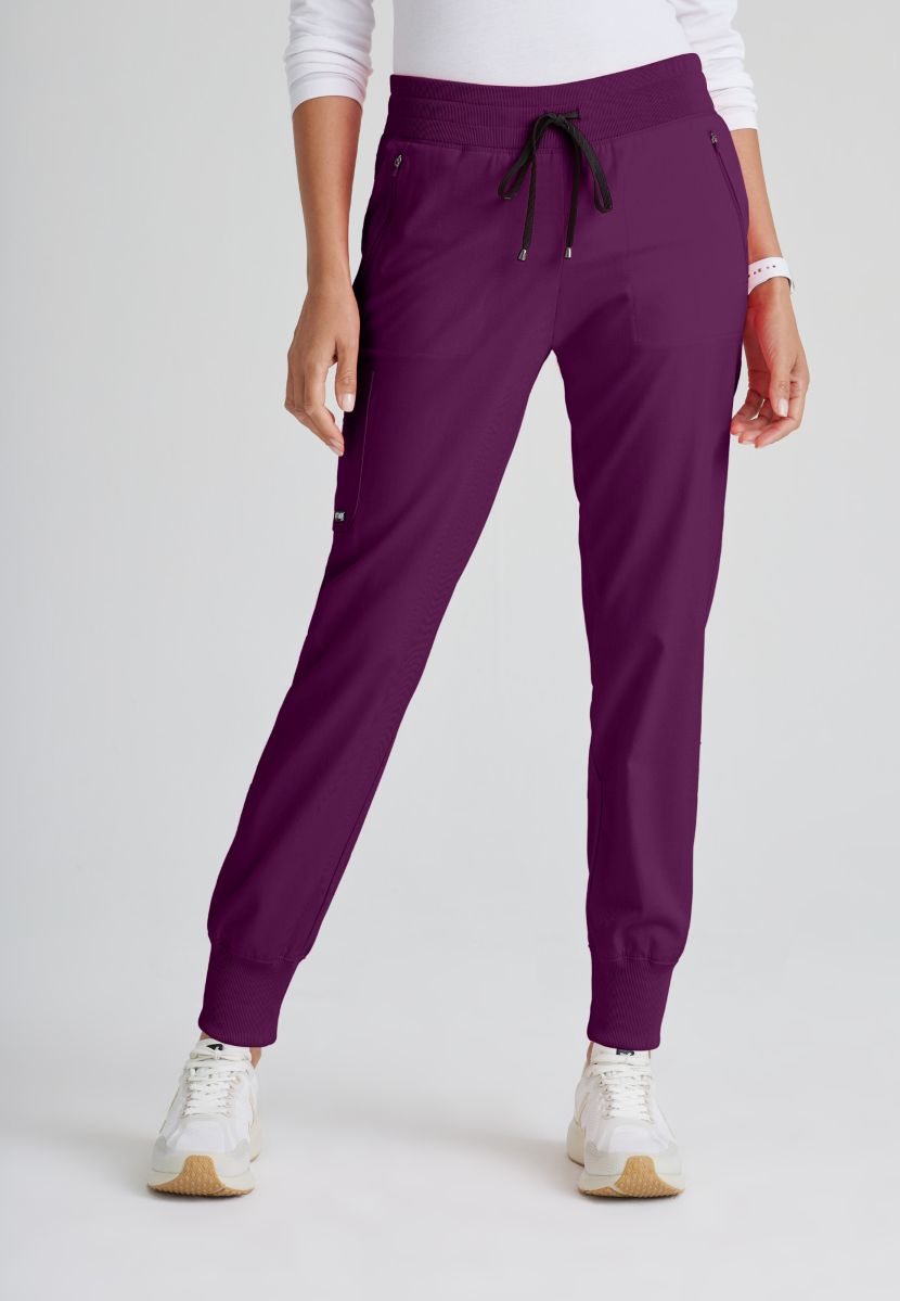 Grey's Anatomy Eden Women's 5-Pocket Cargo Jogger Scrub Trousers | Wine