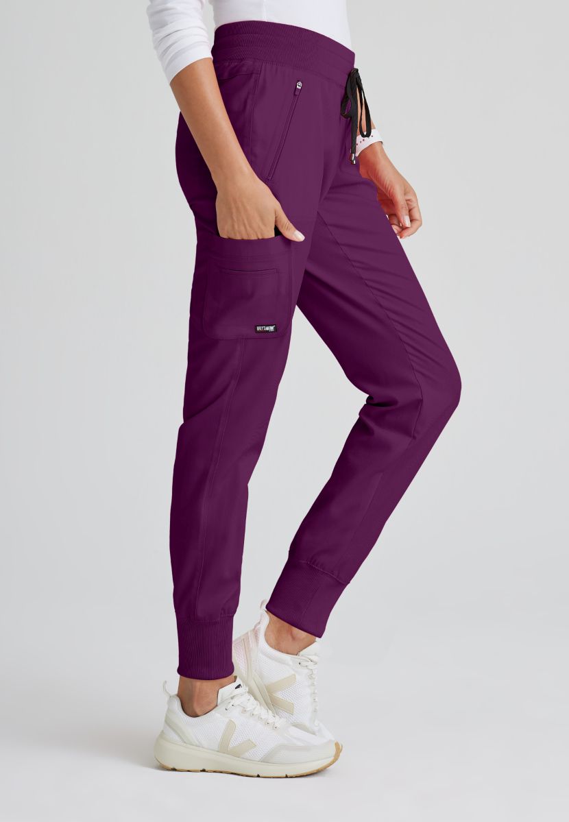 Grey's Anatomy Eden Women's 5-Pocket Cargo Jogger Scrub Trousers | Wine