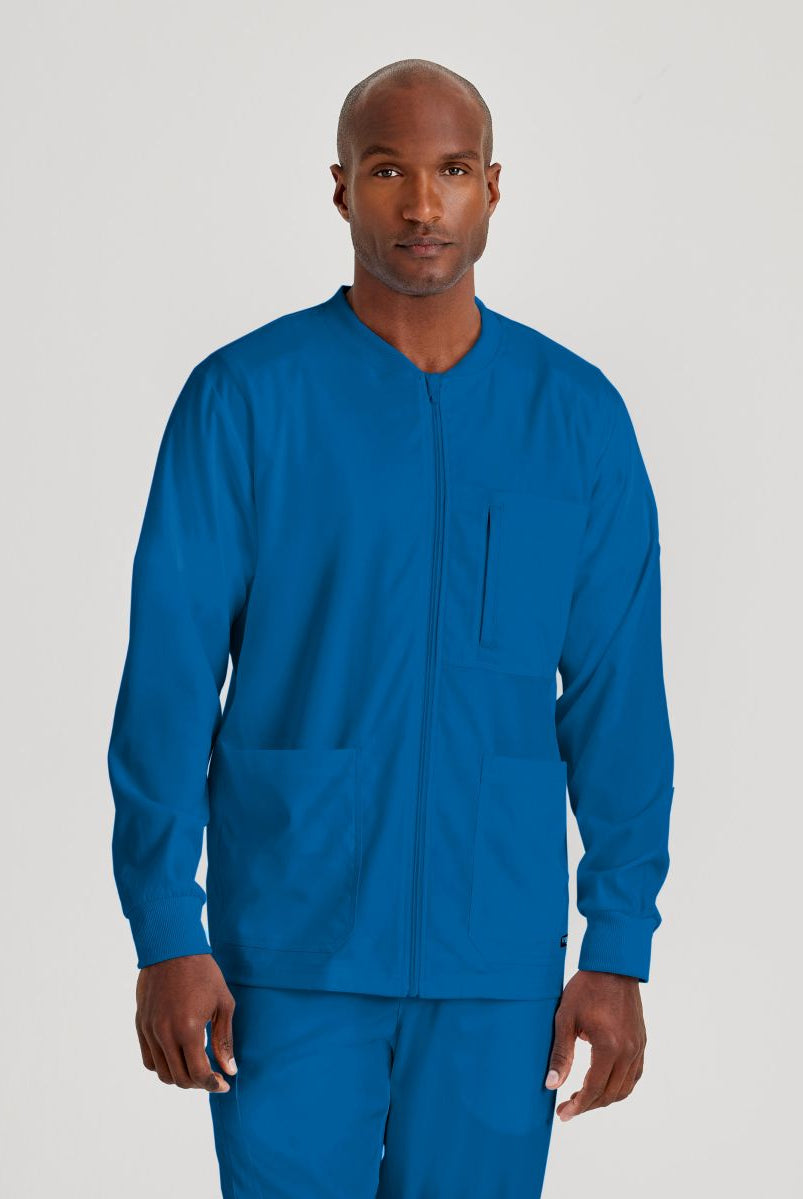 Grey's Anatomy by Barco Spandex Stretch Men's Antimicrobial Warm-Up Scrub Jacket | New Royal