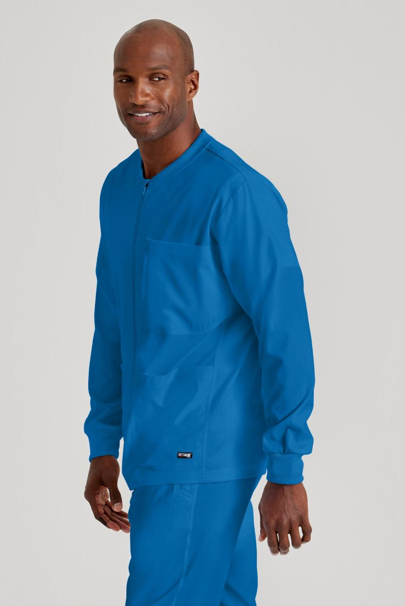 Grey's Anatomy by Barco Spandex Stretch Men's Antimicrobial Warm-Up Scrub Jacket | New Royal
