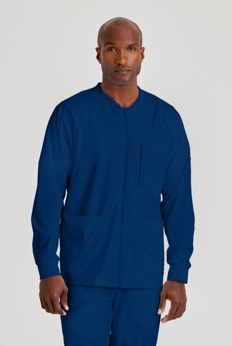 Grey's Anatomy by Barco Spandex Stretch Men's Antimicrobial Warm-Up Scrub Jacket | NAVY