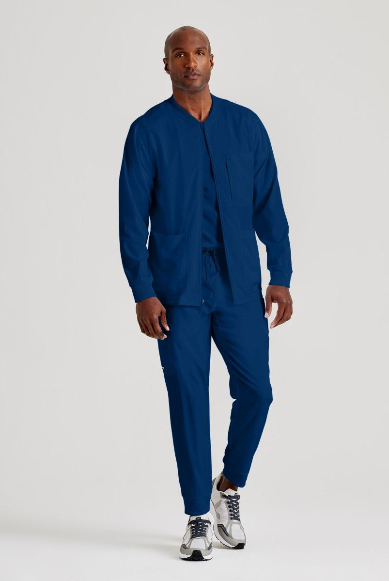 Grey's Anatomy by Barco Spandex Stretch Men's Antimicrobial Warm-Up Scrub Jacket | NAVY