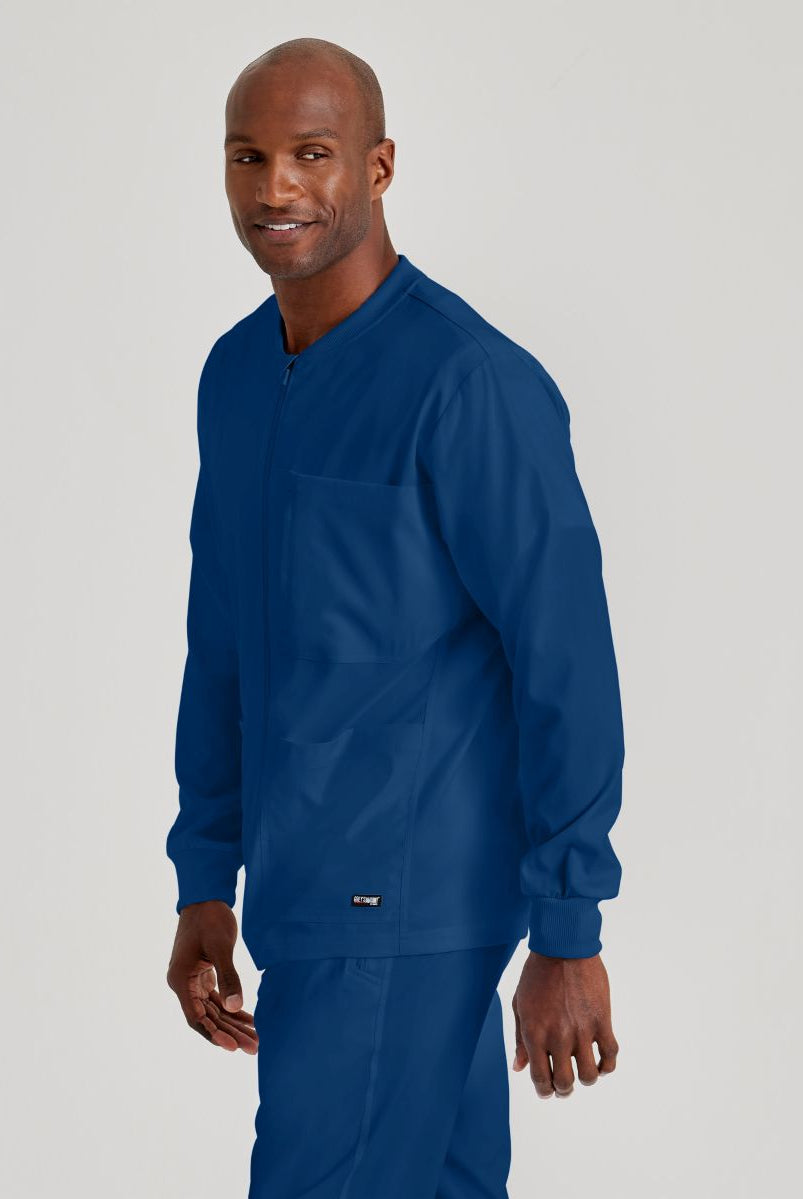 Grey's Anatomy by Barco Spandex Stretch Men's Antimicrobial Warm-Up Scrub Jacket | NAVY