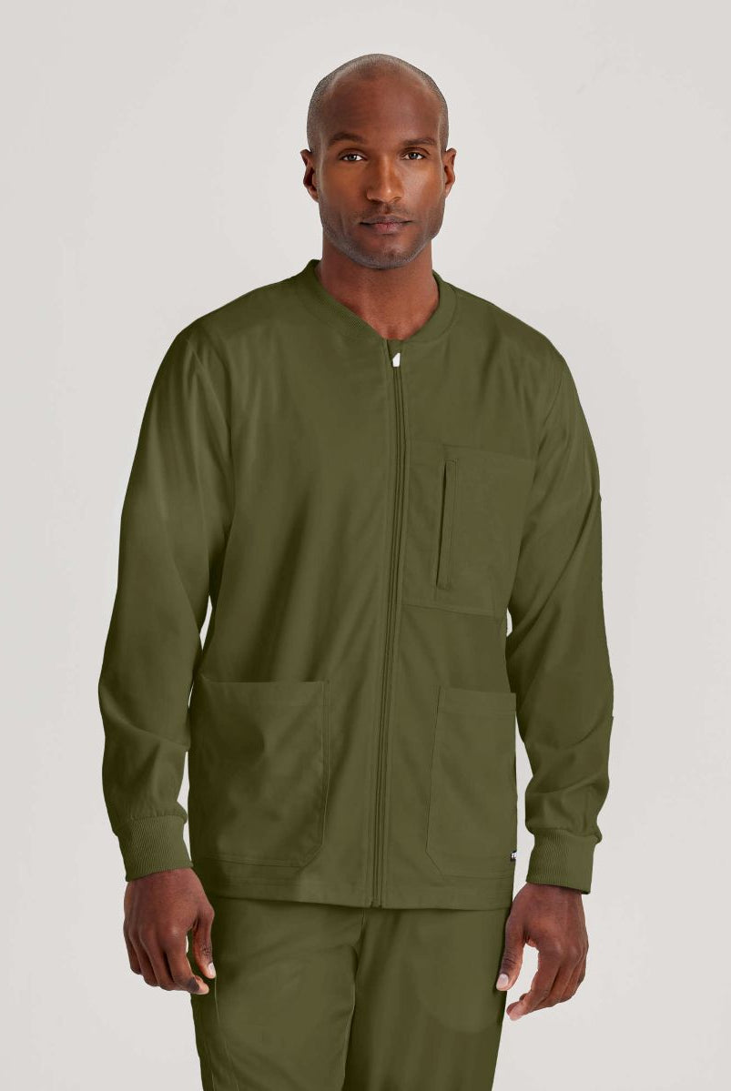 Grey's Anatomy by Barco Spandex Stretch Men's Antimicrobial Warm-Up Scrub Jacket | OLIVE