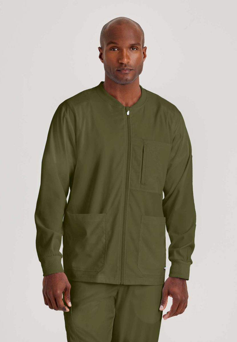 Grey's Anatomy by Barco Spandex Stretch Men's Antimicrobial Warm-Up Scrub Jacket | OLIVE