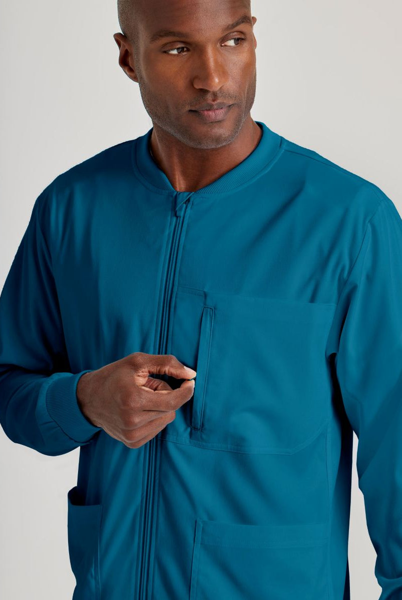 Grey's Anatomy by Barco Spandex Stretch Men's Antimicrobial Warm-Up Scrub Jacket | Bahama / Caribbean