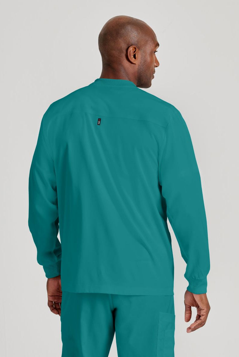 Grey's Anatomy by Barco Spandex Stretch Men's Antimicrobial Warm-Up Scrub Jacket | Teal