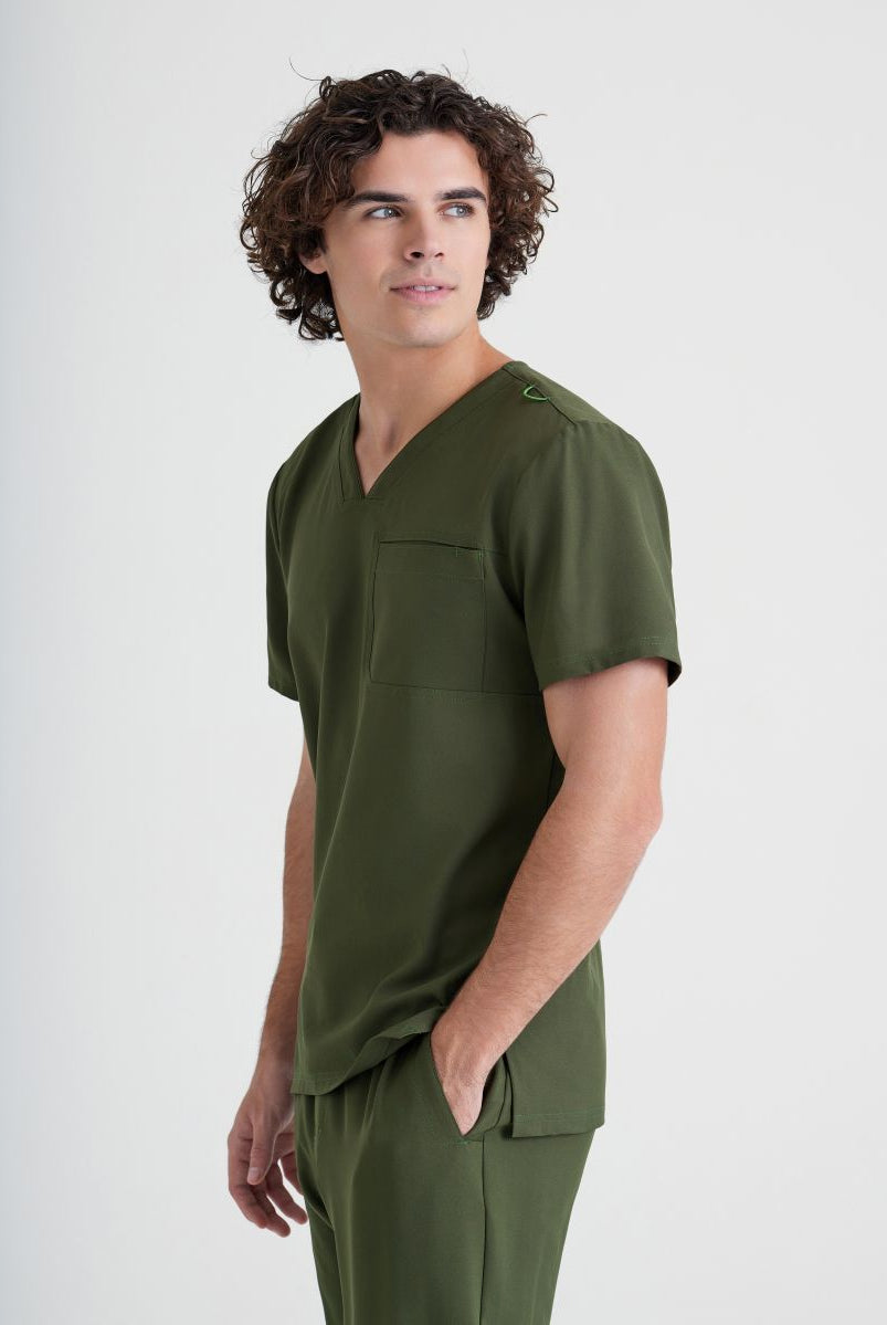 Grey's Anatomy Evolve Piped V-Neck Male Top | Fern
