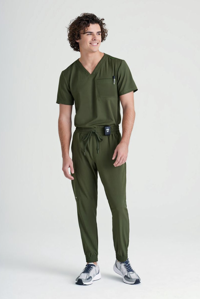 Grey's Anatomy Evolve Piped V-Neck Male Top | Fern