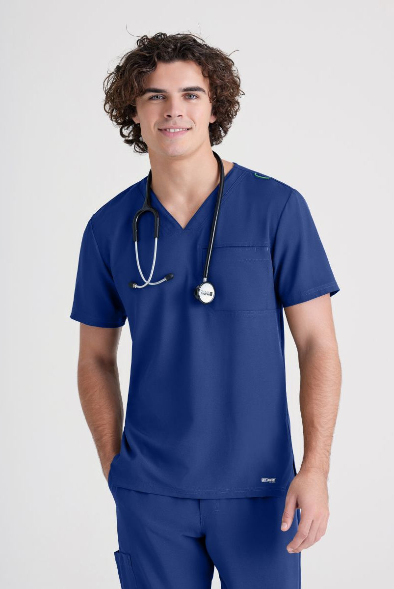 Grey's Anatomy Evolve Piped V-Neck Male Top | Navy