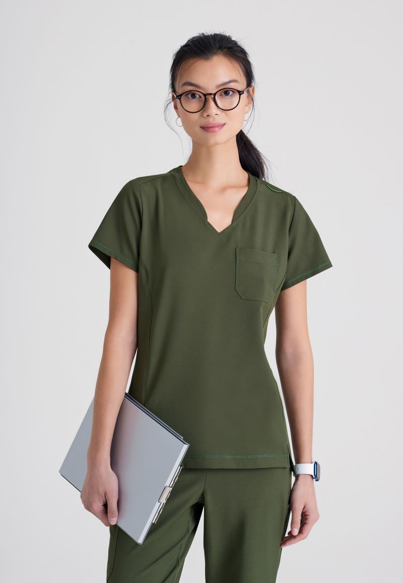 Grey's Anatomy Evolve Sway Scrub Top | Fern