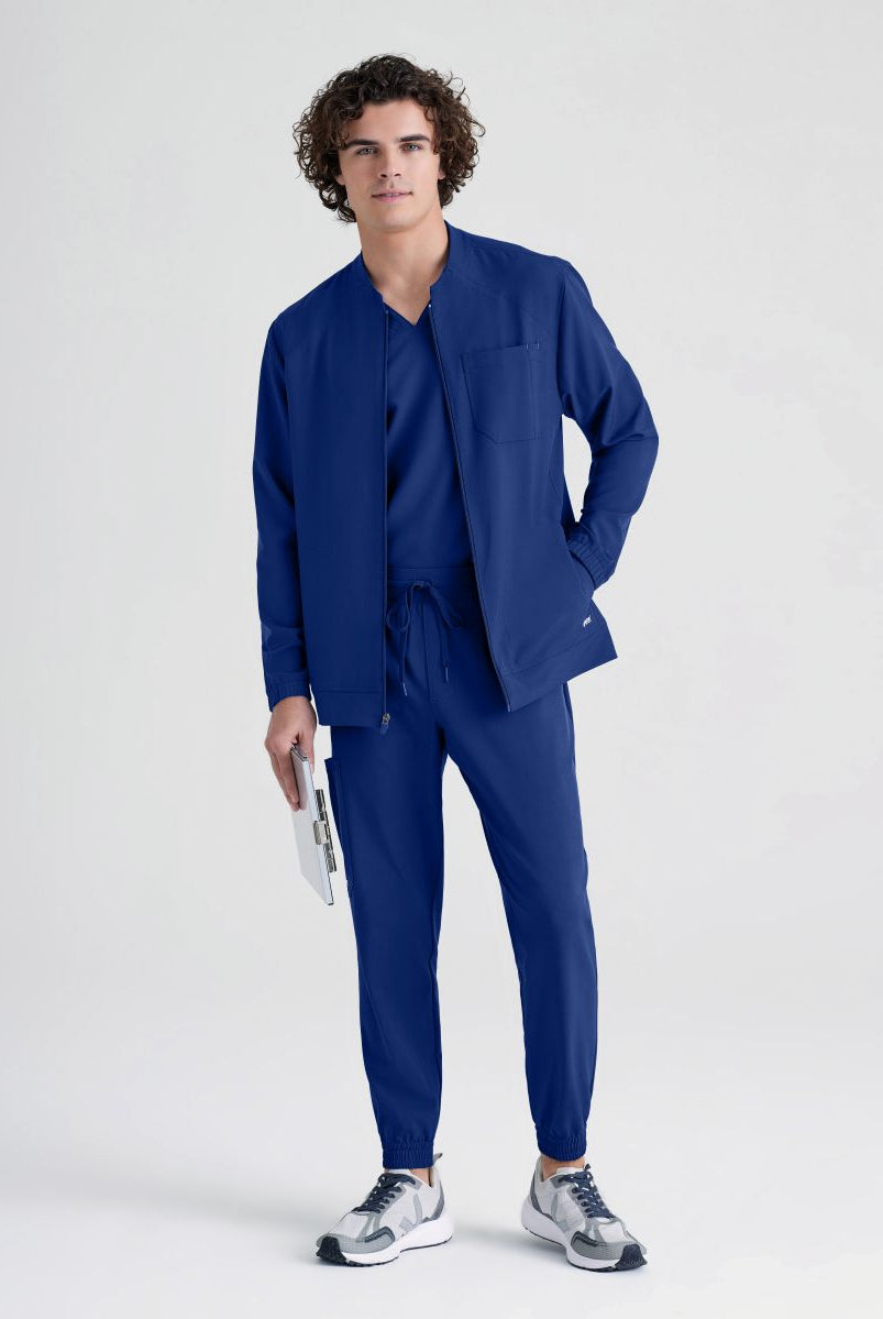 Grey's Anatomy Evolve 3 Pocket Banded Collar Male Warm Up | NAVY
