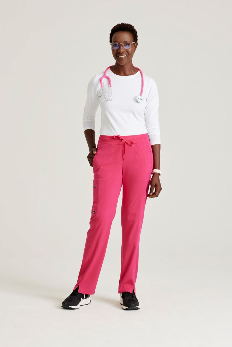 Greys Anatomy Kim 3 Pocket Elastic Back Waistband Zip-Pocket Pants | VIBRANCE PINK