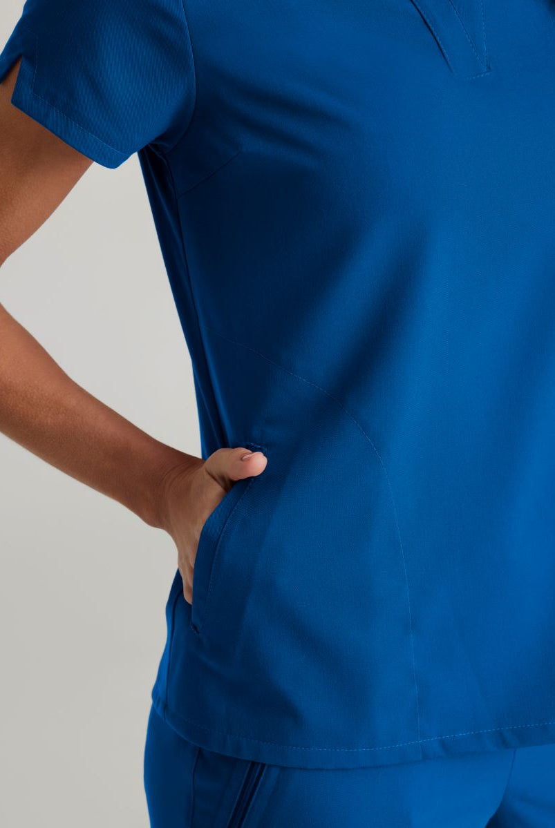 Grey's Anatomy Avery 2 Pocket Banded Collar Top | New Royal