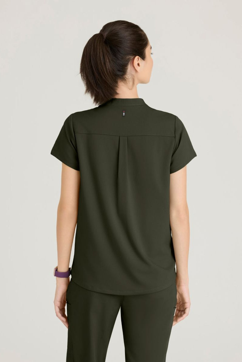 Grey's Anatomy Avery 2 Pocket Banded Collar Top | OLIVE