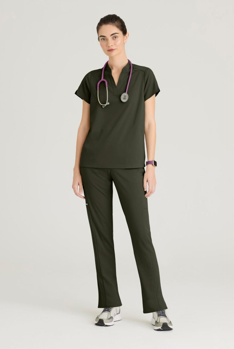 Grey's Anatomy Avery 2 Pocket Banded Collar Top | OLIVE