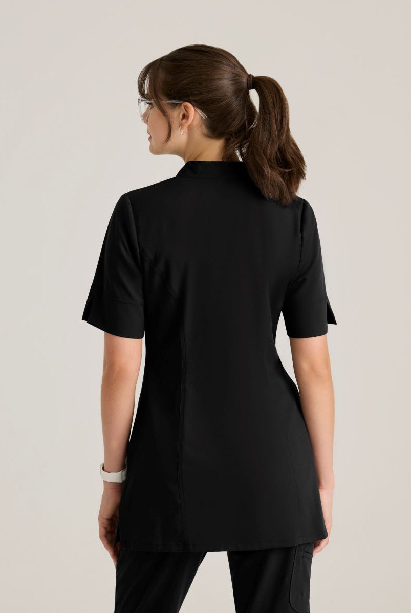 Grey's Anatomy Spandex Stretch Women's Sahar 2-Pocket Banded Collar Top | BLACK