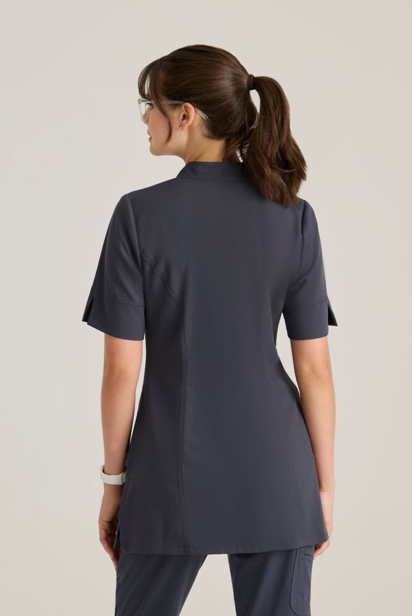 Grey's Anatomy Spandex Stretch Women's Sahar 2-Pocket Banded Collar Top | Steel
