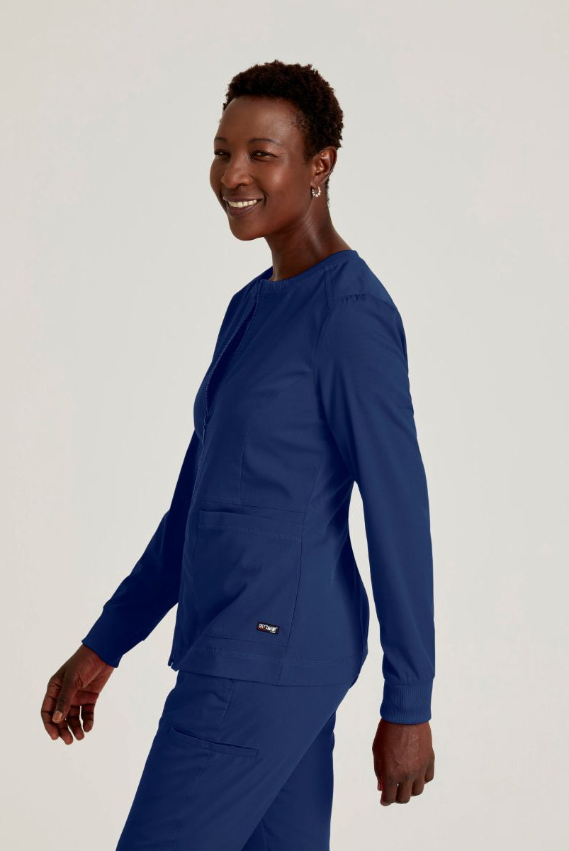 Grey's Anatomy Spandex Stretch Millie Jacket-3 Pocket Zip Jacket | NAVY