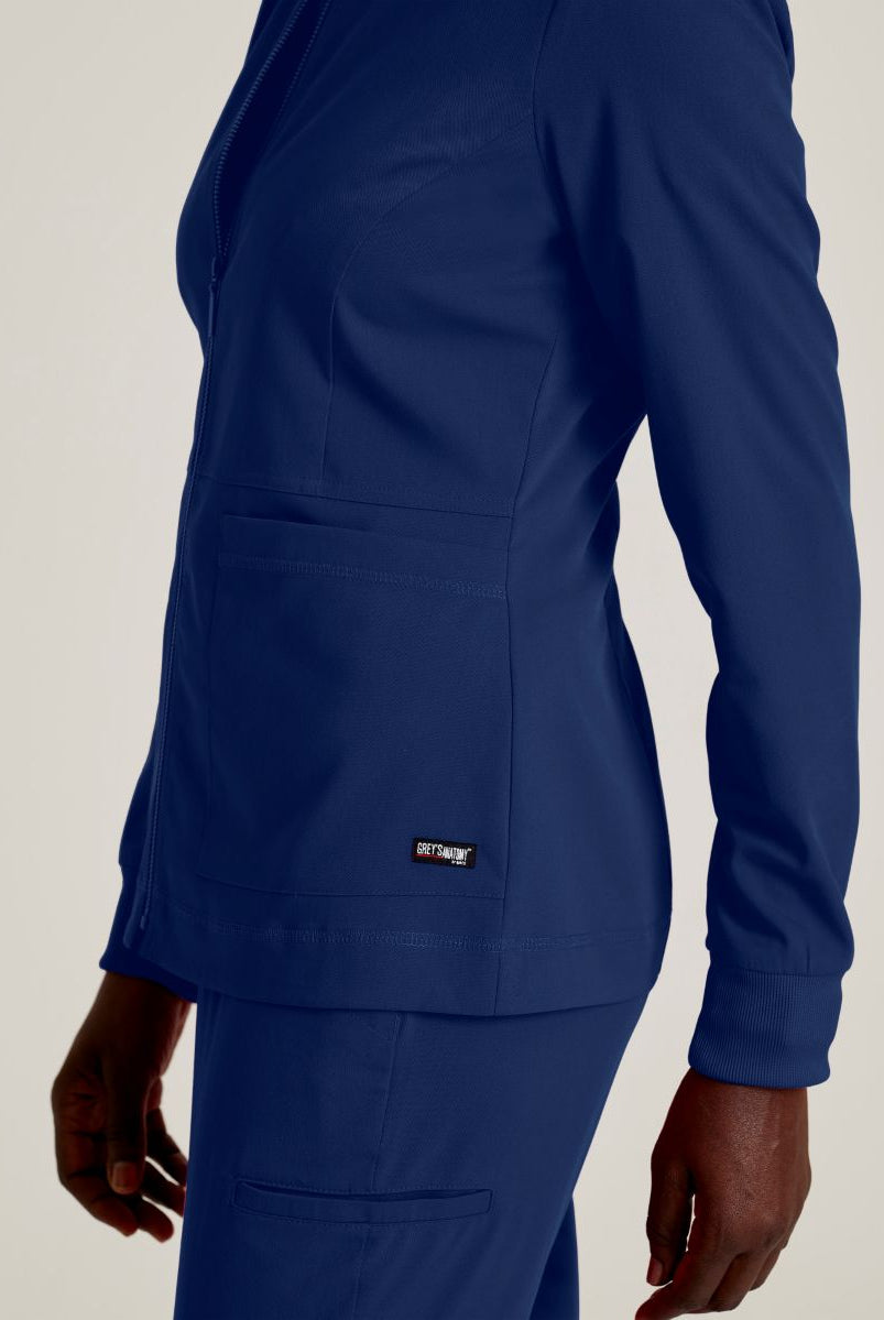 Grey's Anatomy Spandex Stretch Millie Jacket-3 Pocket Zip Jacket | NAVY