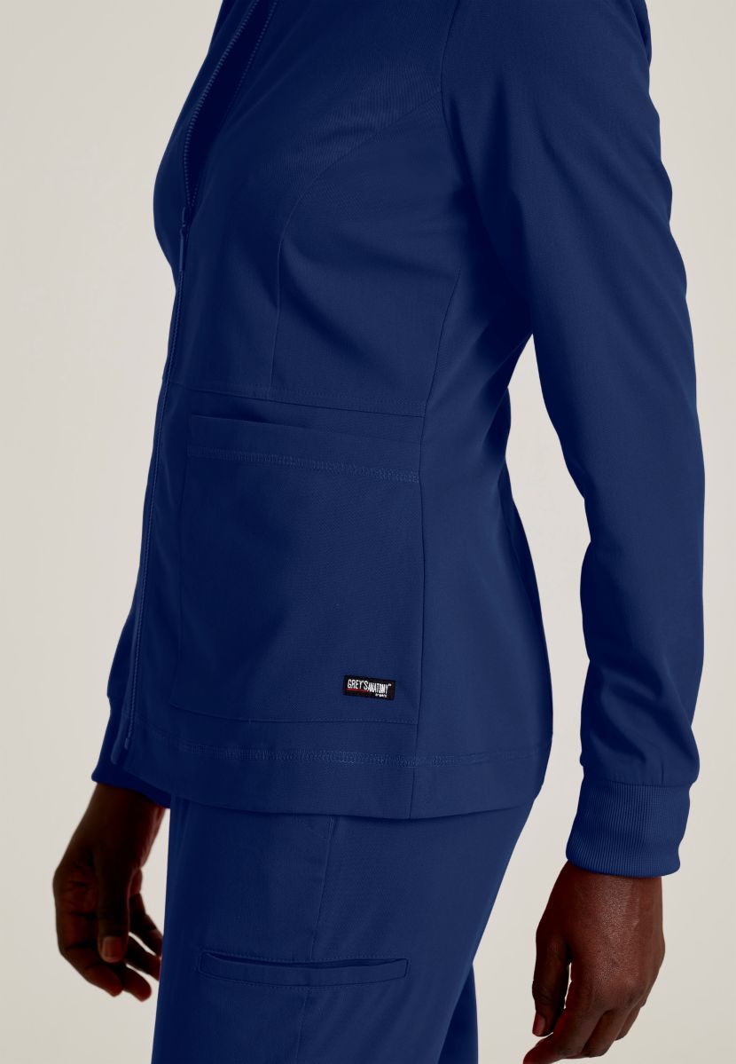 Grey's Anatomy Spandex Stretch Millie Jacket-3 Pocket Zip Jacket | NAVY