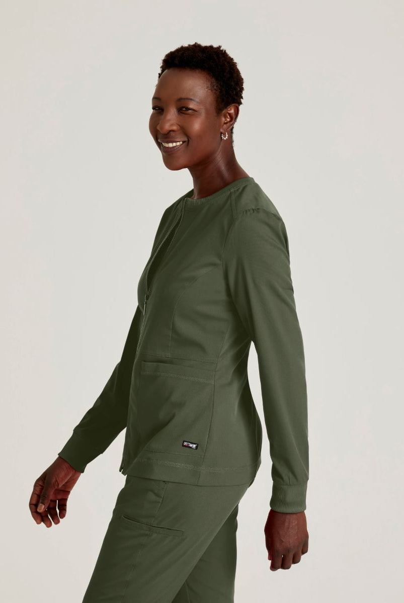Grey's Anatomy Spandex Stretch Millie Jacket-3 Pocket Zip Jacket | OLIVE