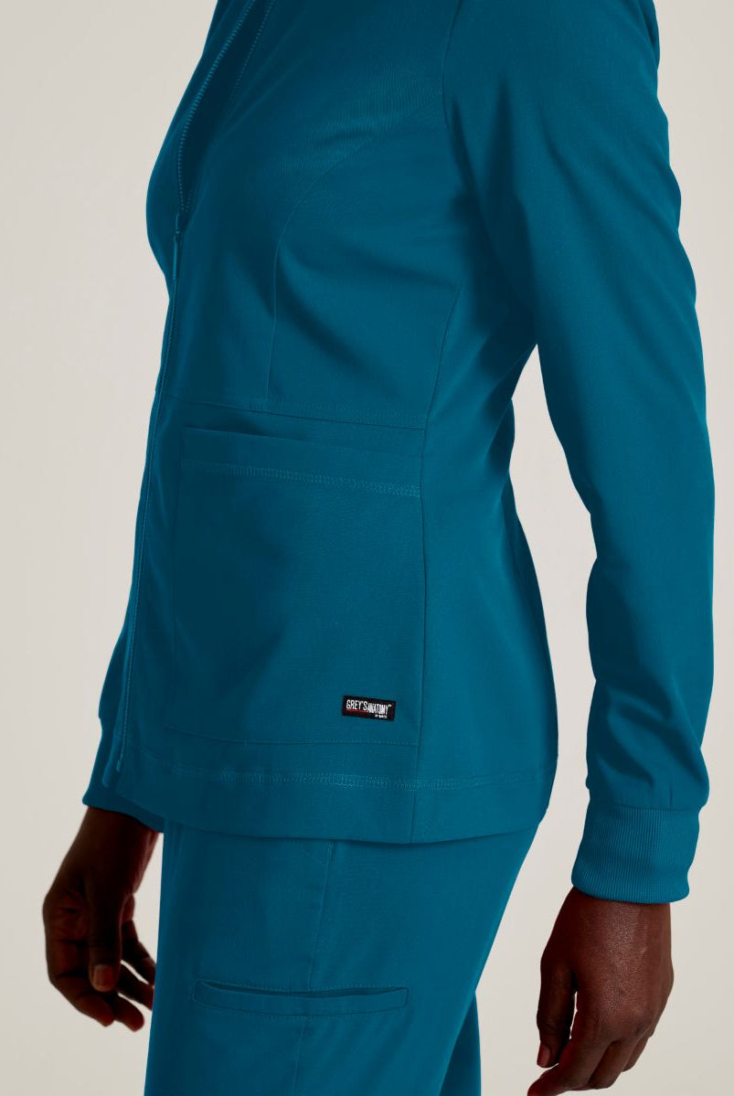 Grey's Anatomy Spandex Stretch Millie Jacket-3 Pocket Zip Jacket | Bahama / Caribbean