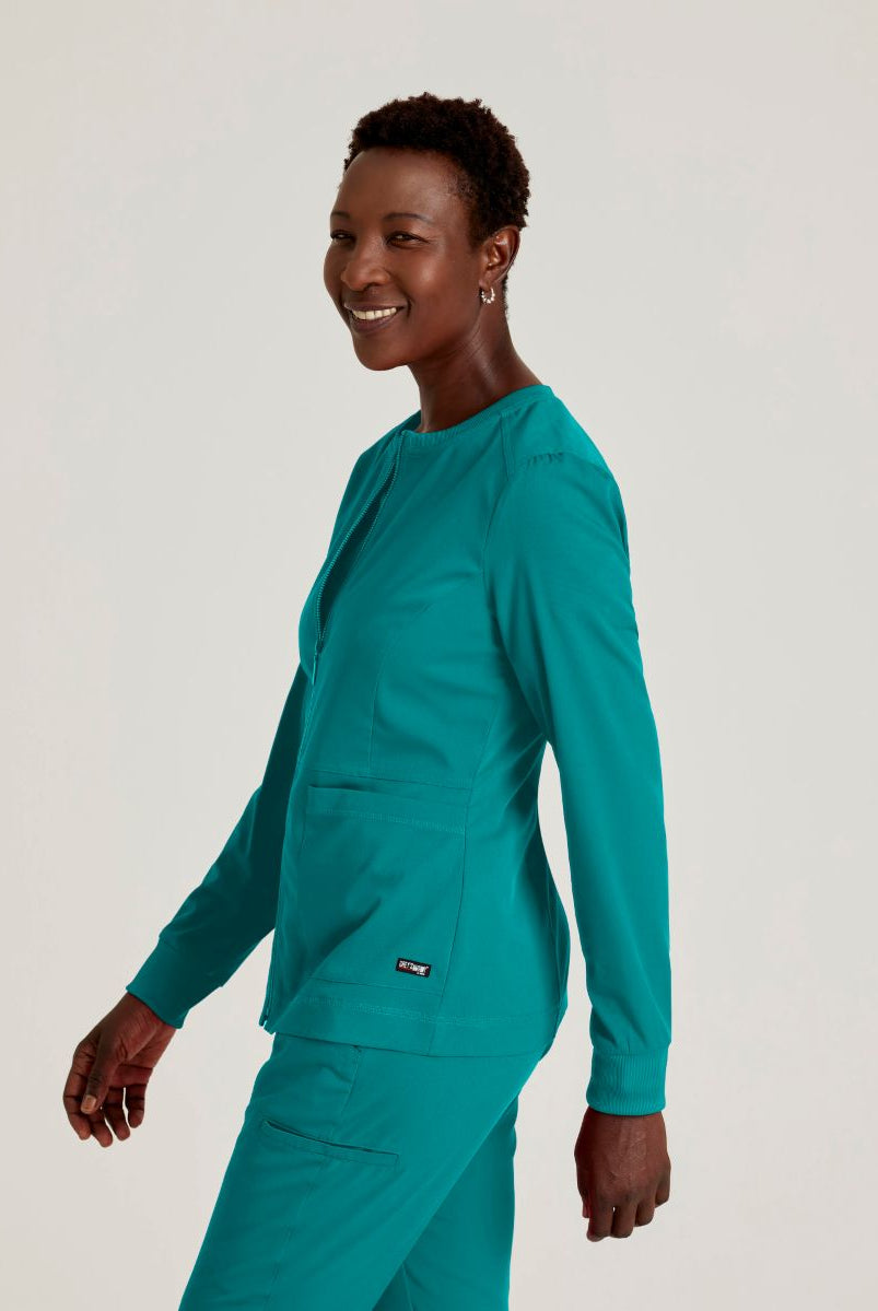 Grey's Anatomy Spandex Stretch Millie Jacket-3 Pocket Zip Jacket | Teal