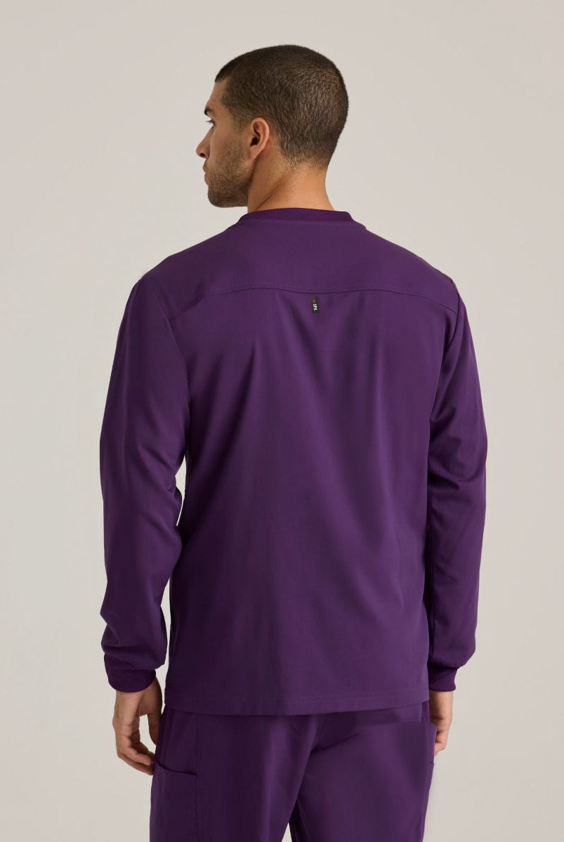 Grey's Anatomy by Barco Spandex Stretch Men's Antimicrobial Warm-Up Scrub Jacket | Eggplant