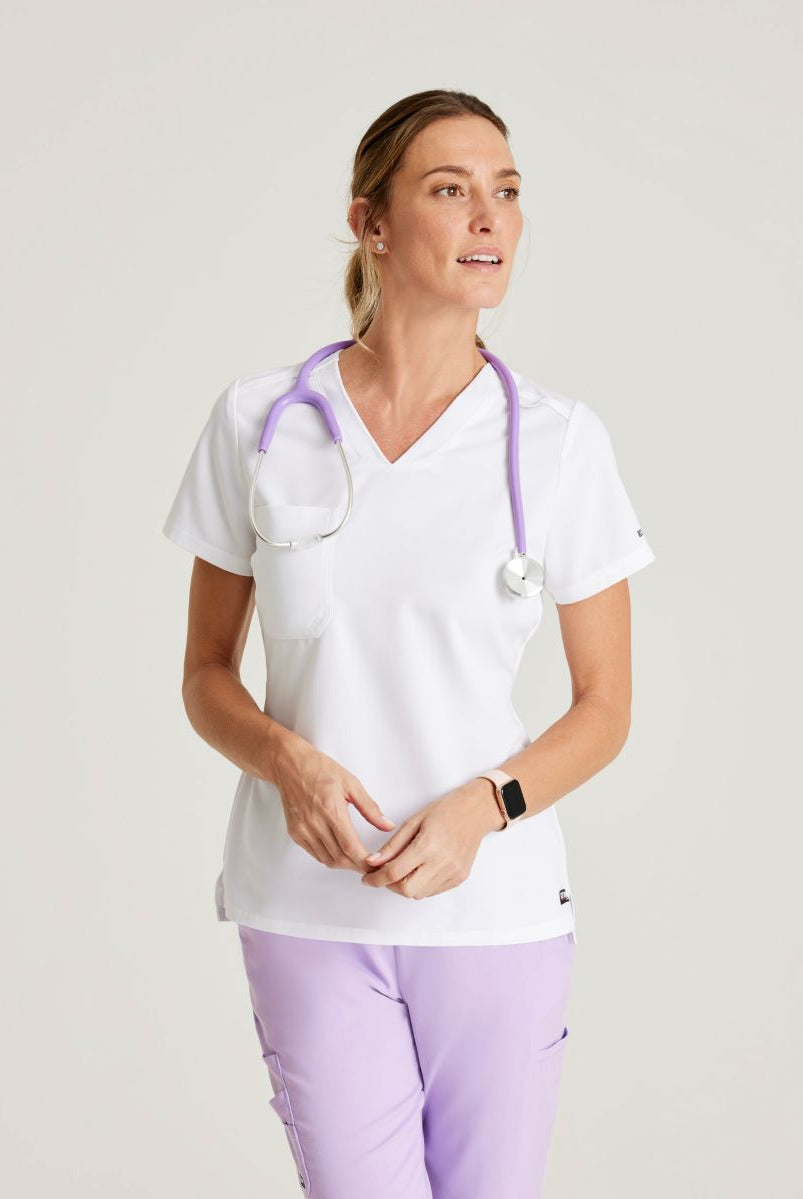Grey's Anatomy Bree Tuck-in Scrub Top | WHITE