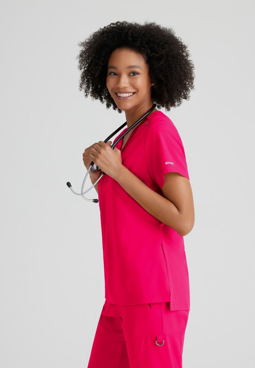 Grey's Anatomy Bree Tuck-in Scrub Top | VIBRANCE PINK