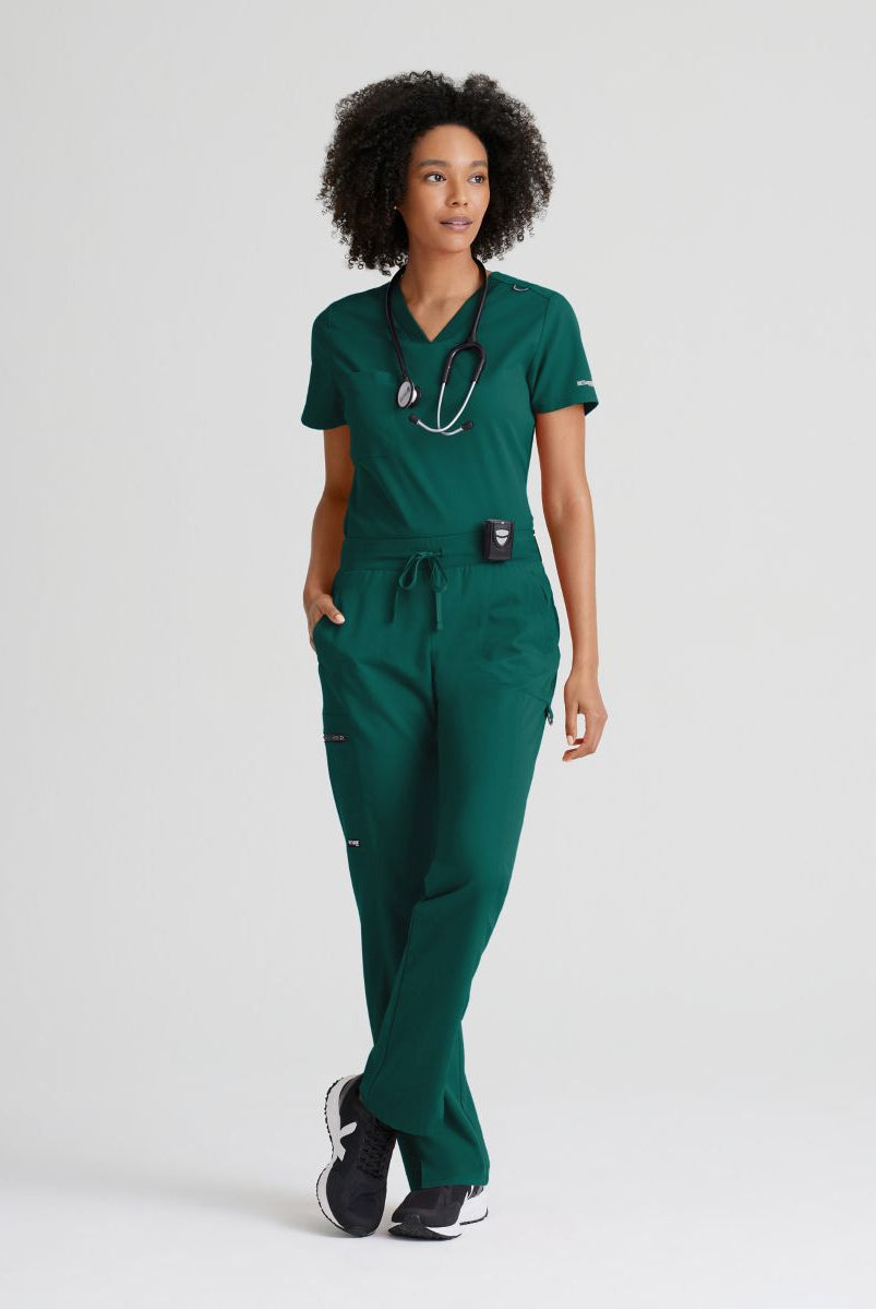 Grey's Anatomy Bree Tuck-in Scrub Top | Hunter Green