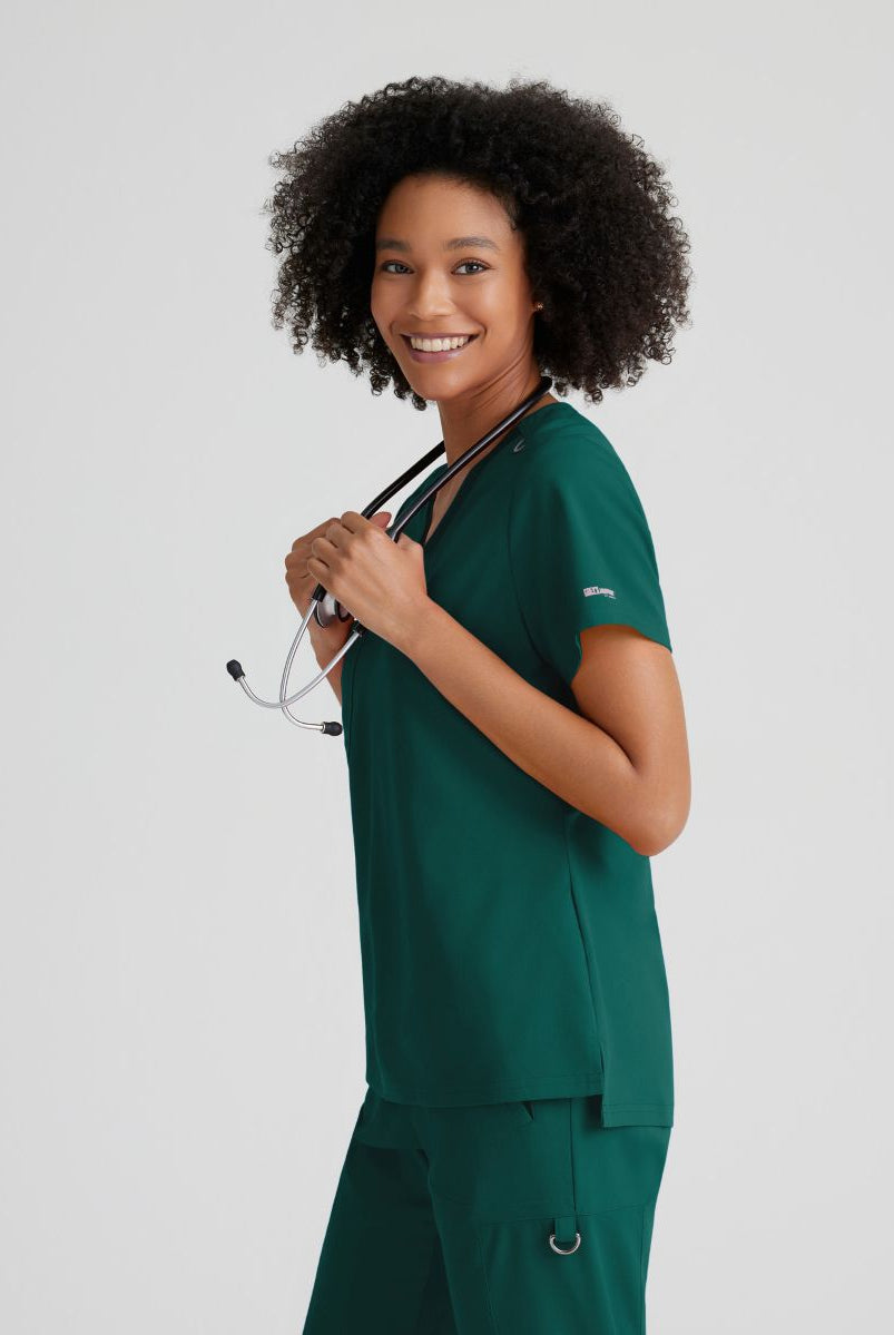 Grey's Anatomy Bree Tuck-in Scrub Top | Hunter Green