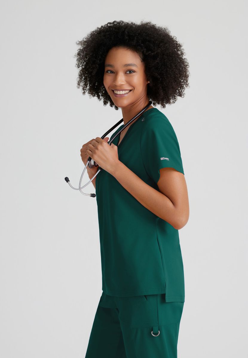 Grey's Anatomy Bree Tuck-in Scrub Top | Hunter Green