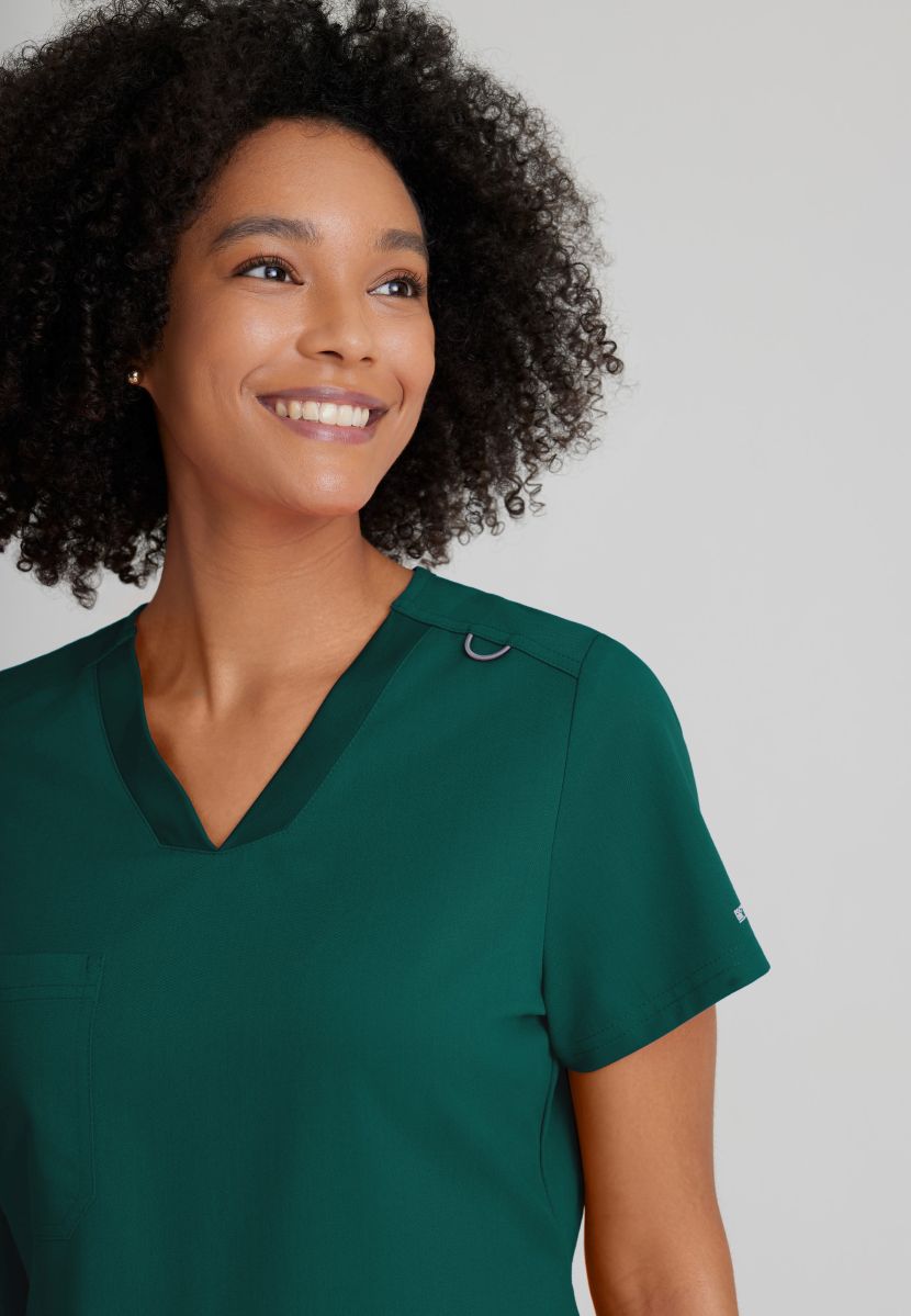 Grey's Anatomy Bree Tuck-in Scrub Top | Hunter Green