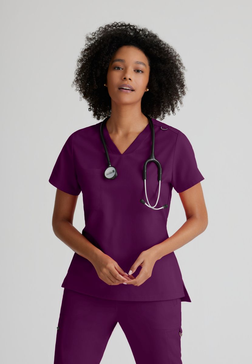 Grey's Anatomy Bree Tuck-in Scrub Top | Wine